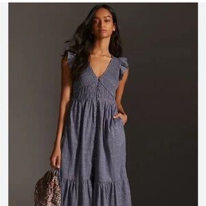 Anthropologie Slate Blue Peregrine Midi Dress